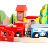 Qilay 69 PCS Wooden Train Set -Premium Wood Train Tracks & Trains Toys for Toddlers 3,4,5 Years Old, Expandable Train Toys Railway Kits for Girls Qilay