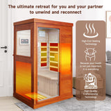 HAOYAYA Infrared Sauna Room with 5 Heating Plates 800W Low-EMF Dry Saunas African Okoume Wood 1-Person Sauna Infrared Room: 35.24 * 27.56 * 61.61 inches. HAOYAYA