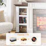 Naice 70" Electric Fireplace with Mantel and Cabinets, Fireplace TV Stand for Living Room Bedroom, Stacked Stone Surround and Remote Control 3D Realistic Flame Naice