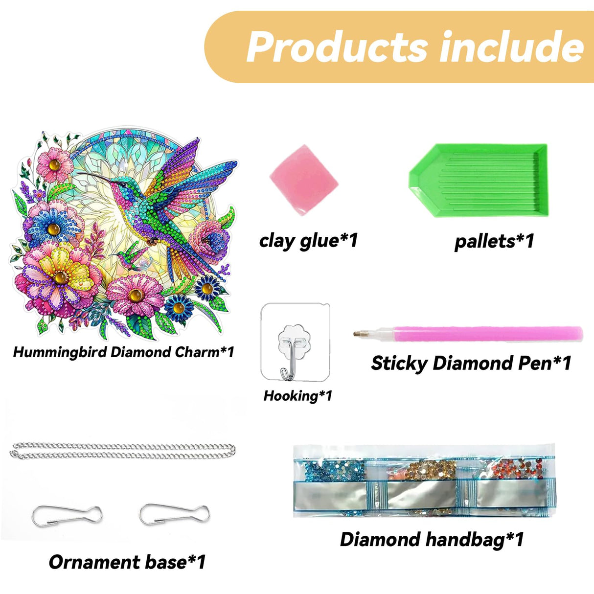VNRGG Hummingbird Diamond Art suncatcher,DIY Special Shape Hanging Diamond Art,Suitable for Sparkling Garden, Window Wall Decoration Painting,Box Set. VNRGG