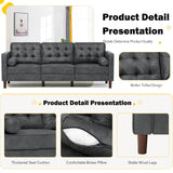 Lesofair 84 Inches Suede Leather Couch with Bolster Pillows, Comfy 3 Seater Sofa with Tufted Back Cushions, Modern Couch with Sturdy Legs for Living Room, Office, Bedroom, Grey Lesofair