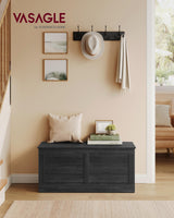 VASAGLE Storage Chest, Storage Trunk with 2 Safety Hinges, Storage Bench, Shoe Bench, Farmhouse Style, 15.7 x 39.4 x 18.3 Inches, for Entryway, Bedroom, Living Room, Charcoal Gray ULSB164B01 VASAGLE