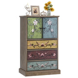 finetones Wood Dresser Chest of Drawers, Tall Dresser Boho Dresser with Drawers and Doors, 16.1D x 23.6W 42.3H Inch Wood Dresser Accent Dresser for Home Office finetones