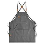 Aoomzoon Canvas Aprons for Men Chef Apron, Work Apron with Large Pockets - Durable 16oz Heavy Duty Cross Back, BBQ, Cooking (Gray, 1 Pack) Aoomzoon