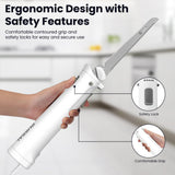 DUSSAL Electric Knife, Electric Carving Knife, 4 Stainless Steel Blades, Safety Lock Switch, Blade Release Buttons, On/Off button, Carving Meats, Poultry, Bread, Cheese & More (White) D DUSSAL
