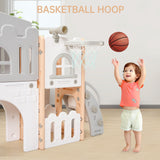 Toddler Slide 8 in 1 Toddler Playset for Toddlers Age 1-3，Baby Playset for Indoor Outdoor Playground with Climber, Crawling Tunnel, Basketball Hoop, Telescope, Toy Storage Garvee