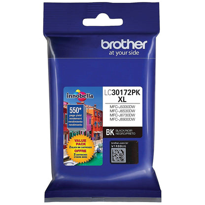 Brother Printer LC30172PK High Yield XL Black Ink Cartridge-2 Pack