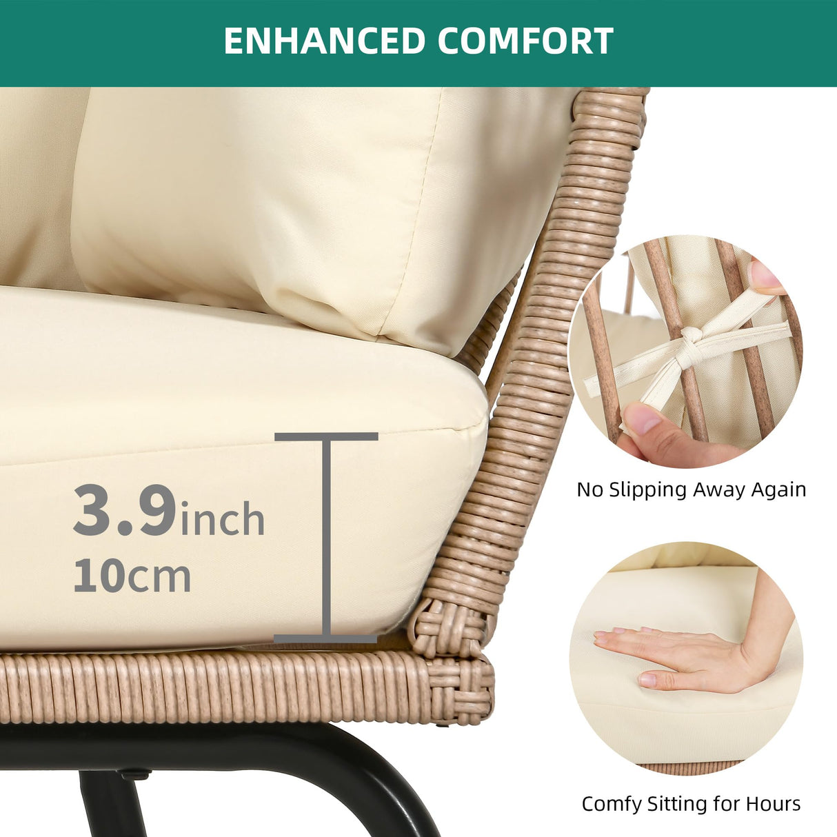 DWVO Rattan Egg Chair with Ottoman, Indoor Outdoor Egg Shape Wicker Chair for Patio, Backyard, Living Room, Basket Chair w/Footrest, 5 Cushions, 450lb Capacity, 38in Width, Steel Frame (Beige) DWVO