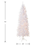 National Tree Company Artificial Pre-Lit Slim Christmas Tree, White, Kingswood Fir, White Lights, Includes Stand, 7 Feet National Tree Company