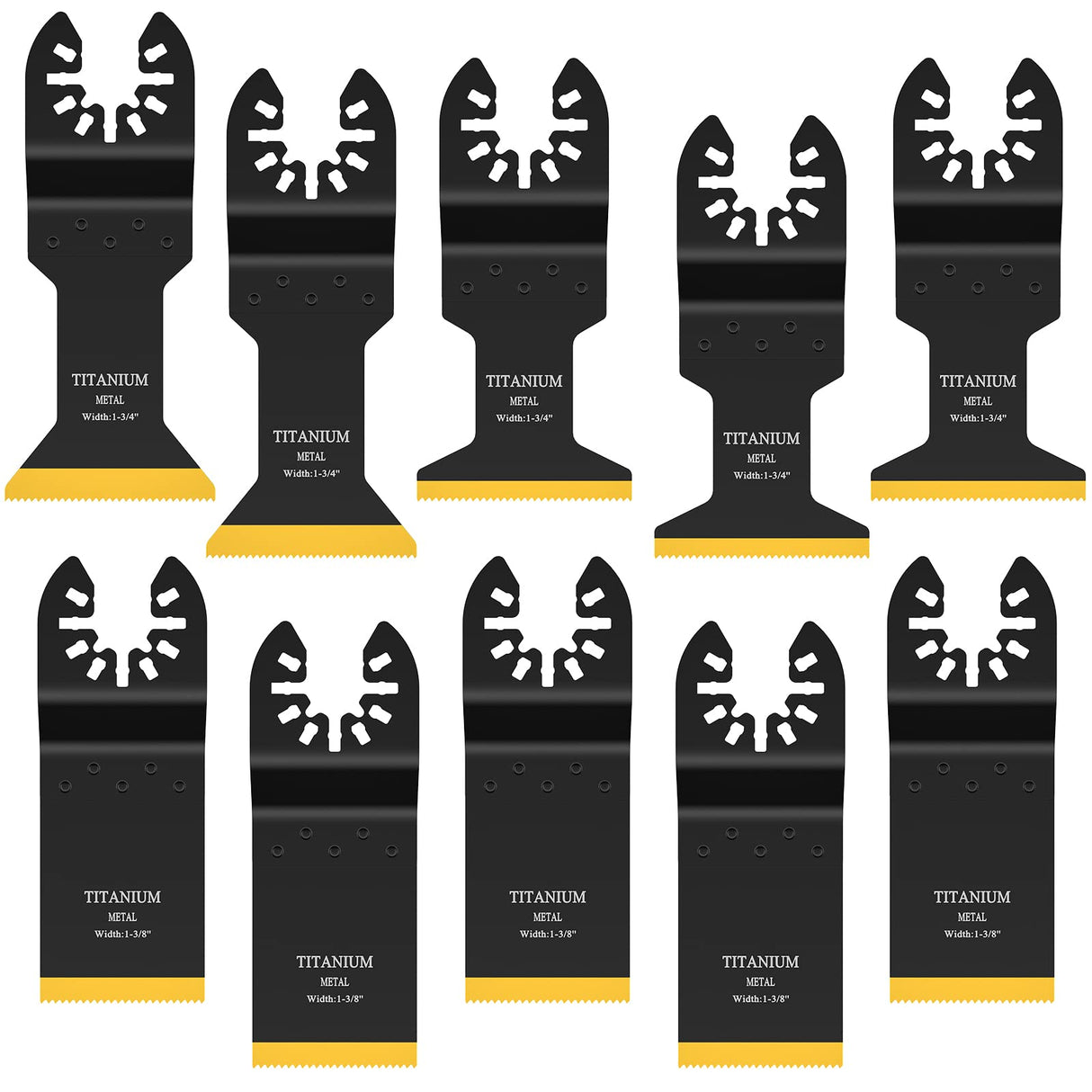 JTWEB Titanium Oscillating Tool Blade, 10PCS Oscillating Saw Blades Metal Cutting Multi Tool Blades Kits Wood and Metal Nails Plastic, Multitool Blades for Dewalt Milwaukee Bosch Dremel Rockwell JTWEB
