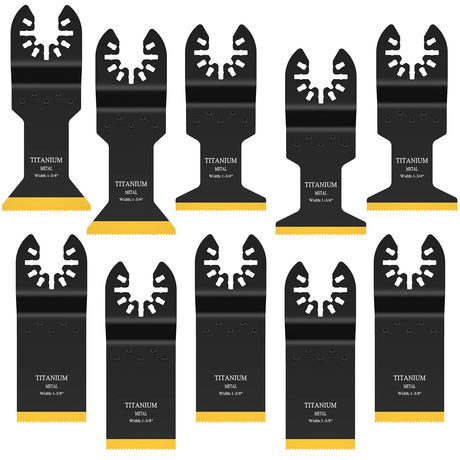 JTWEB Titanium Oscillating Tool Blade, 10PCS Oscillating Saw Blades Metal Cutting Multi Tool Blades Kits Wood and Metal Nails Plastic, Multitool Blades for Dewalt Milwaukee Bosch Dremel Rockwell JTWEB