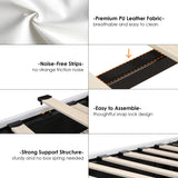 HIFIT Full Smart LED Platform Bed Frame with 4 Storage Drawers, Crystal Button-Tufted & Stainless Gold Trim Wingback Headboard, Modern PU Upholstered White /No Box Spring Needed/Easy Assembly HIFIT