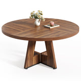 LITTLE TREE Round Dining Table for 4-6 People, 47 Inches Dining Room Table with Wooden Pedestal Base, Brown Dinner Tables, Circle Kitchen Tables for Dining Room, Kitchen, Living Room(Table Only) LITTLE TREE