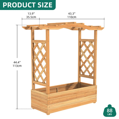 YITAHOME Raised Garden Bed with Trellis and Hanging Roof, 43.3" L x 13.9" W x 44.4" H Wood Free-Standing Trellis Planter Box for Climbing Plants Flowers in Garden, Patio, Backyard, Balcony, N - WoodArtSupply