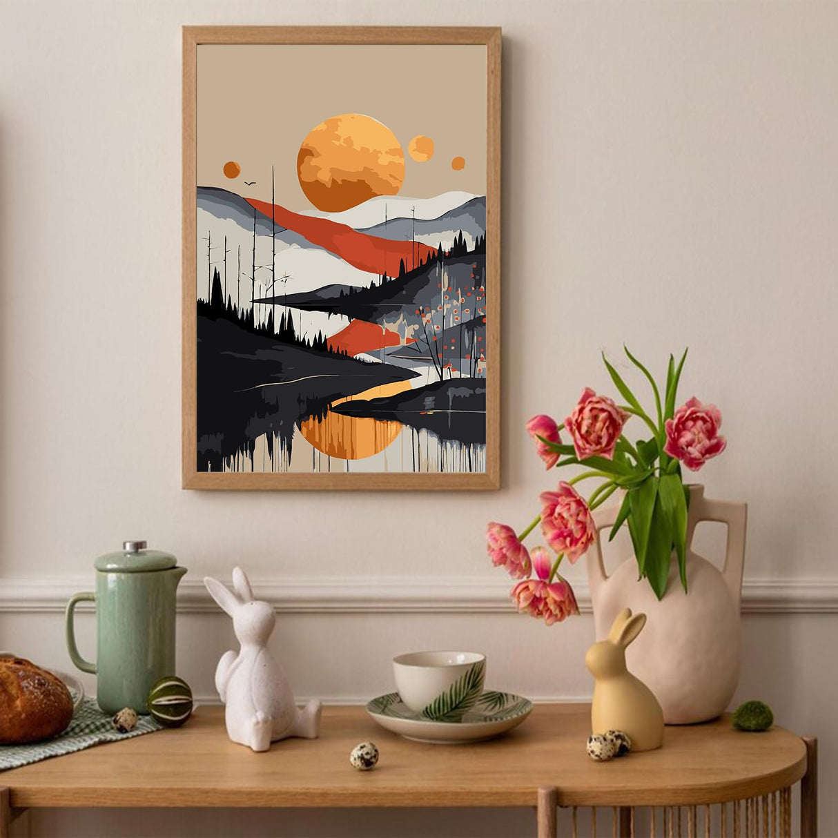 Auremi Mountain Paint by Numbers Kits for Adults Beginners,Easy Sunset Paint by Numbers on Canvas Framed DIY Landscape Painting by Numbers for Gift Home Wall Decor 8x12 Inch Auremi