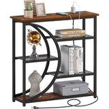 Snughome Entryway Table, Console Table with Charging Station, Industrial Narrow Sofa Table with 5 Tier Storage Shelves, Entrance Table for Hallway, Behind The Couch, Living Room, Foyer Snughome