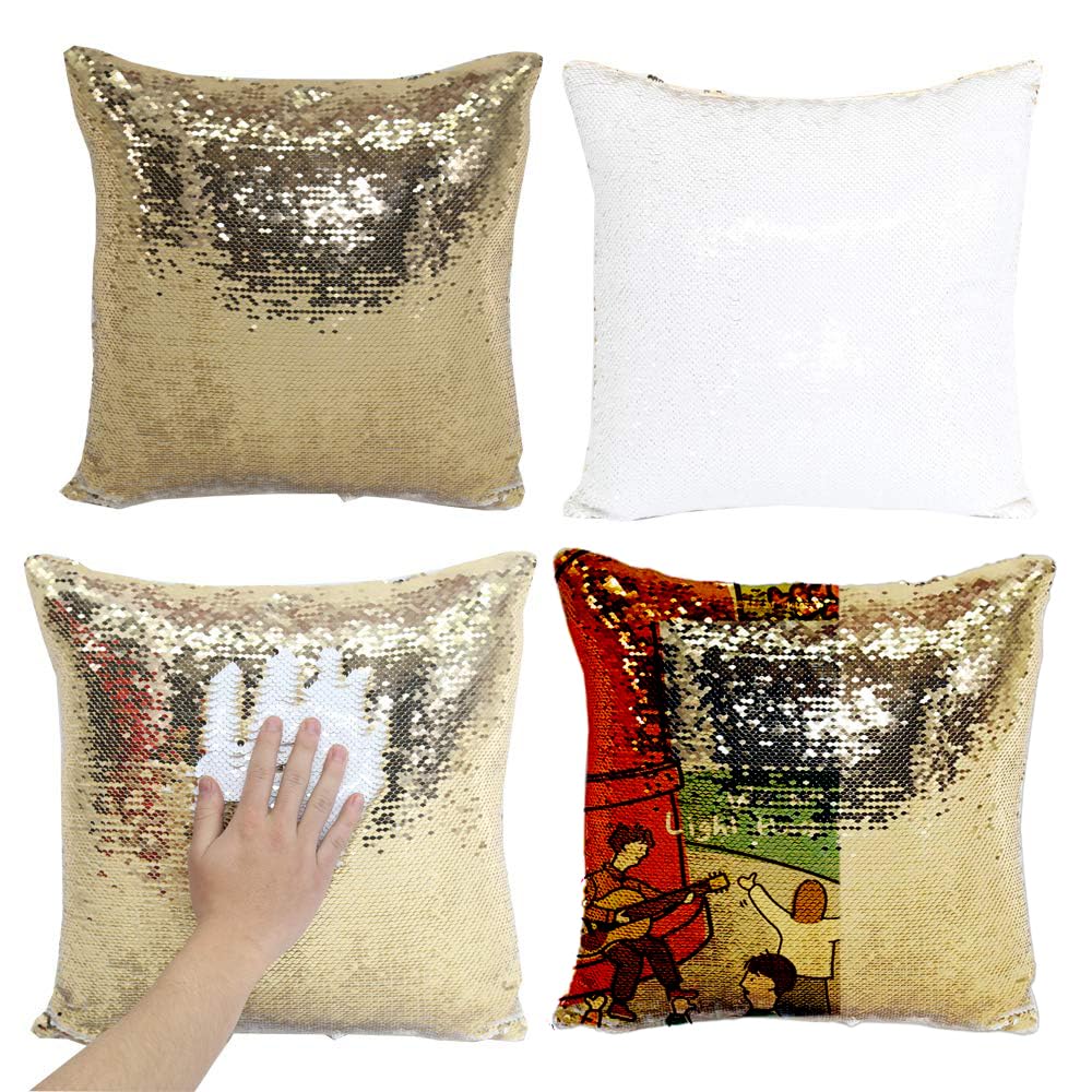 H-E 10PCS Mixed Color Sublimation Reversible Sequin Pillow Case Cover Blanks Square Mermaid Throw Pillowcase Covers Sofa Cushion Cover Case 15.75"x15.75" H-E