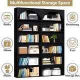 Gyfimoie 70.8’’ Tall Bookshelf and Bookcase, 7-Tier Double Wide Bookcase Modern Large Open Display Shelves with Curved Baffle for Home Office Living Room (Black) Gyfimoie
