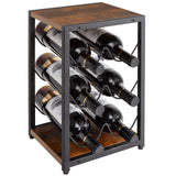 IBUYKE Rustic Wood 6 Bottles Wine Rack for Countertop,3 Tier Free Standing Wine Rack,Wine Bottle Holder Stand Organizer for Home Decor Bar,Cabinet, Pantry,Countertop TMJ901H IBUYKE