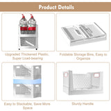 Stackable Plastic Storage Basket, 3 Pack Foldable Closet Organizers and Storage Bins with Wheels, Collapsible Drawer Shelf Storage Box Container for Office Bedroom Closet Wardrobe Kitchen Bathroom BUZIFU