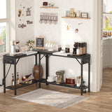 Narrow Console Table with Power Strips, Sofa Table with Storage Shelves for Living Room, 2-Tier Foyer Table for Entryway, Hallway, Behind Couch, Kitchen Counter, 39'', Black & White armocity