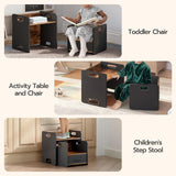 HOOBRO Weaning Table and Chair Set, Toddler Table and Chair Set, Furniture for Kids 1-3 Year Old, Kids Table and Chair Set for Reading Rustic Brown and Black BF38JD01 HOOBRO