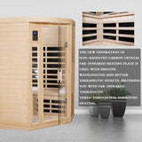 IVYHAVEN Home Far Infrared Sauna, Sauna Room 2-3 Person Canadian Hemlock Corner Sauna with 7 Low EMF Heaters 2 LED Reading Lamp 3 Chromotherapy Lights for Indoor, Bluetooth, LCD Display-Control IVYHAVEN