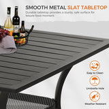 Crownland 5 Piece Outdoor Dining Set, Patio Metal Dining Sets, 4 Stackable Metal Chairs and Square Outdoor Dining Table with 1.57" Umbrella Hole, for Backyard, Lawn, Garden (Classic Black) Crownland