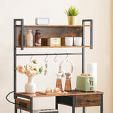 HOOBRO Rustic Brown and Black 5-Tier Bakers Rack with Power Outlets, Microwave Stand, and Storage Baskets HOOBRO