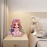 Pretty Princess Girl Pattern Table Top Diamond Painting Ornament Kits, DIY Special Shape Beads 5D Diamond Art Christmas Home Office Desktop Decorations Ornaments antor