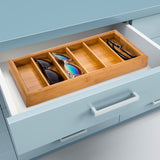 MyGift 7 x 15 inch Modern Bamboo 6-Slot Sunglasses Storage Case, Eyewear Display Tray MyGift