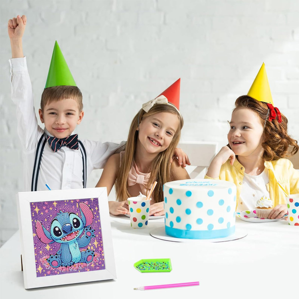 Gearock Diamond Art Kits with Frame, Cute Small Diamond Painting Kits for Adults Beginners, Easy DIY Big Gem Kits for Cartoon Lovers Halloween Christmas Birthday Gifts, 7x7 Inch Gearock