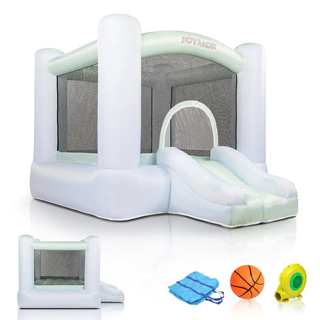 JOYMOR Grandient Style 3-in-1 Bounce House for Kids 3-6 w/Basketball Hoop, Slide, Kids 30s Blow Up Small Bounce House with Blower for Toddlers Indoor Outdoor Party JOYMOR