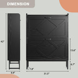 Nicetree Shoe Storage Cabinet with 2 Flip Drawers, Freestanding Shoe Organizer, Shoe Cabinet with Metal Legs, Narrow Shoe Rack Cabinet, Farmhouse Slim Shoe Cabinet for Entryway, Foyer, Hallway, Black Nicetree
