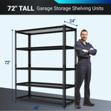 FLEXIMOUNTS Garage Shelving, Storage Racks and Shelving, Basement Storage Shelves, Garage Storage Shelves, 5-Tier Metal Shelf, 48" W x 24" D x 72" H, 2 Pack FLEXIMOUNTS