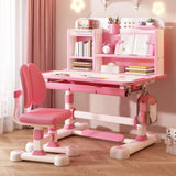 2025 Upgraded Kids Desk and Chair Set, 50 Degree Tiltable&Height Adjustable Kids Desk with Storage Drawers and Bookshelf, Ergonomic Study Table for Kids (Pink-New Type) Goodliest