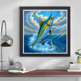 Kaliosy 5D Diamond Art Kits for Adults Fish by Number Kits, Diamond Painting Art Animals DIY Full Drill Crystal Craft Cross Stitch Embroidery Decoration (14x14 inch) 35x35 cm Kaliosy