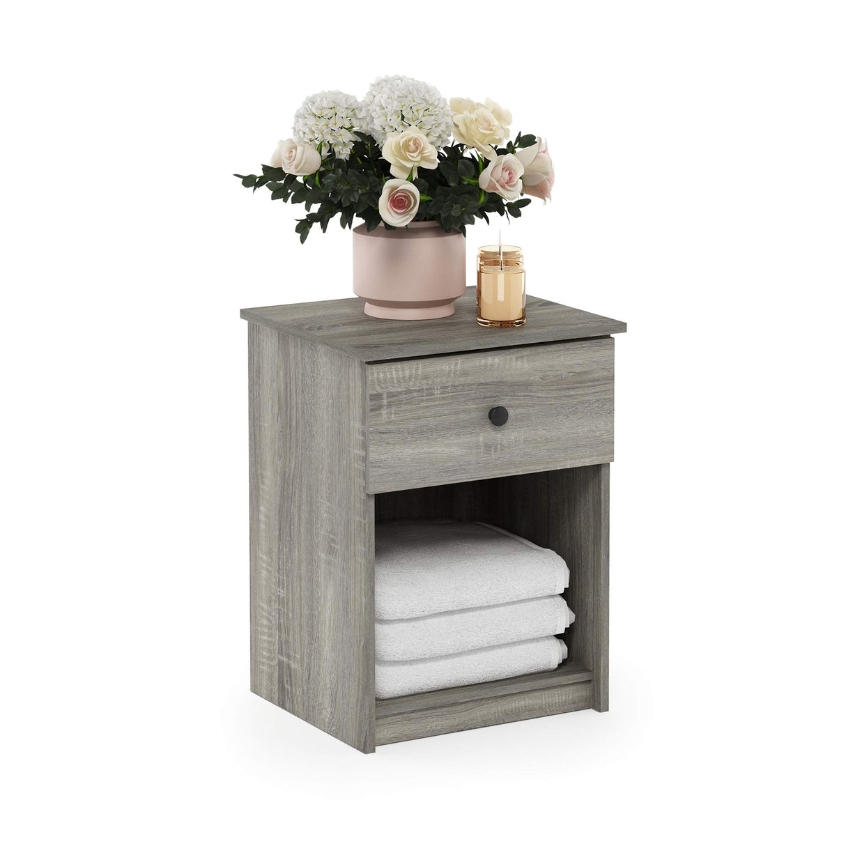 Furinno Tidur Nightstand, 1-Pack, French Oak Grey Furinno