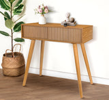 Console Table, Small Console Tables for Entryway, 31" Vanity Desk Fluted Entrance Table, Brown Entry Table Narrow Console Table Modern Hallway Table Modern Sofa Table for Living Room ZYBT