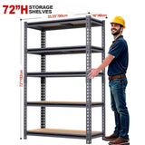 ZEUKMXOO Storage Shelving Unit, 5 Tier Garage Shelves Heavy Duty, Adjustable Metal Shelving Unit,2400LBS Black for Pantry, Basement, Warehouse, Kitchen, Pantry and Closet,72''H ZEUKMXOO