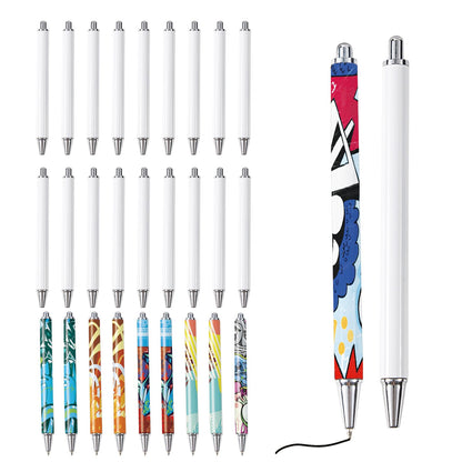 30 Pack Sublimation Pens Blank With Shrink Wrap, No Clip Heat Transfer Sublimation Ballpoint Pen, White Aluminum Personalized Customized Sublimation Pen for DIY Office School Stationery Supplies