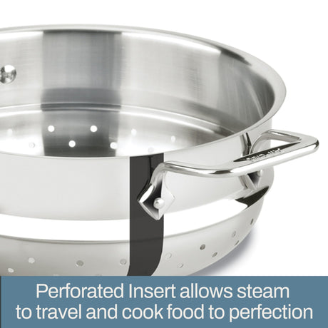 All-Clad Specialty Stainless Steel Stockpot, Multi-Pot with Strainer 3 Piece, 5 Quart Induction Oven Broiler Safe 600F Strainer, Pasta Strainer with Handle, Pots and Pans Silver All-Clad