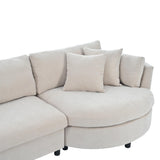 Merax 3 Seater Upholstered Couch Living Room Sofa with Three Pillows and Curved Seat for Apartment, Beige Merax