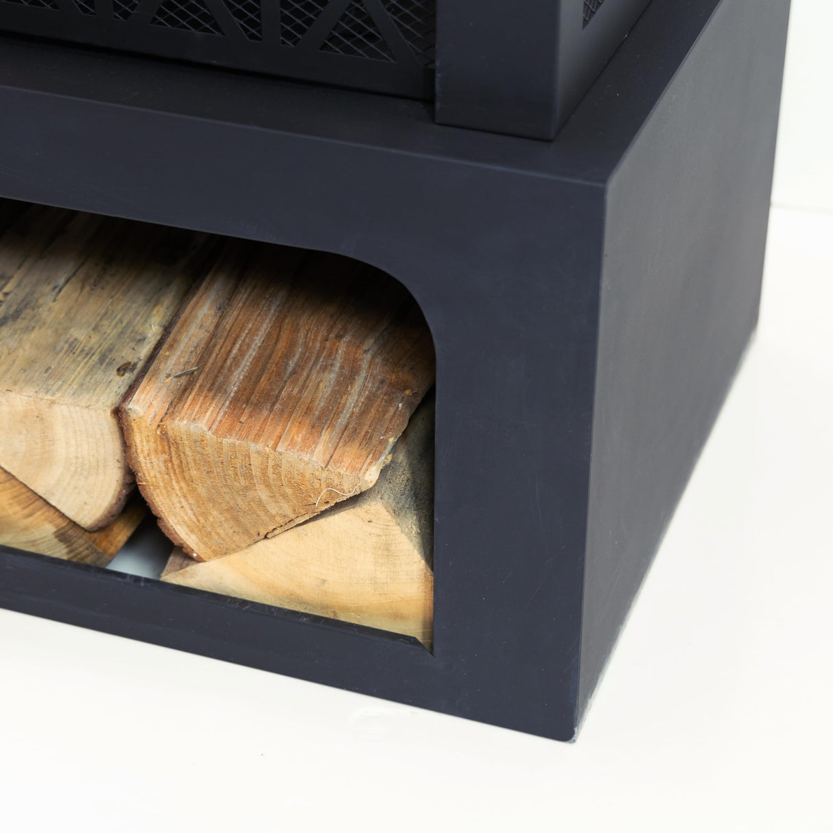 Deko Living 36" Rectangular Steel Outdoor Wood Burning Fireplace - Outdoor Fireplace with Adjustable Cooking Grill & Log Storage Compartment - Camping Fire Place with Safety Screen and Poker Deko Living