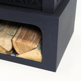 Deko Living 36" Rectangular Steel Outdoor Wood Burning Fireplace - Outdoor Fireplace with Adjustable Cooking Grill & Log Storage Compartment - Camping Fire Place with Safety Screen and Poker Deko Living