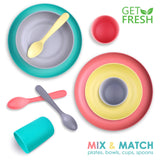 GET FRESH Bamboo Kids Spoons Set – 4-pack Colorful Bamboo Kids Cutlery for Everyday Use – Reusable Bamboo Fiber Kids Spoons for Baby Feeding – Large Bamboo Utensils for Toddlers and School Children GET FRESH
