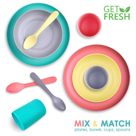 GET FRESH Bamboo Kids Spoons Set – 4-pack Colorful Bamboo Kids Cutlery for Everyday Use – Reusable Bamboo Fiber Kids Spoons for Baby Feeding – Large Bamboo Utensils for Toddlers and School Children GET FRESH