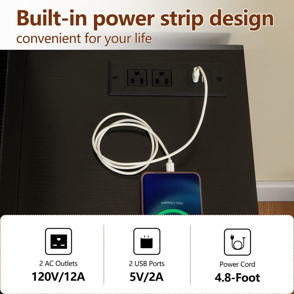 usikey Large Vanity Desk with Mirror & 10 LED Lights, Makeup Vanity Dressing Table with Power Strip, Storage Shelves & 5 Drawers, Vanity Table Set with Cushioned Stool for Women Girls, Black usikey