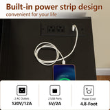 usikey Large Vanity Desk with Mirror & 10 LED Lights, Makeup Vanity Dressing Table with Power Strip, Storage Shelves & 5 Drawers, Vanity Table Set with Cushioned Stool for Women Girls, Black usikey