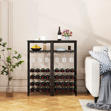 IBUYKE Wine Racks Freestanding Floor,Liquor Bottle Holder,16 Bottles Wine Cabinet with Glass Holder,Wine Holder Display,Mini Wine Bar Table for Living Room,Kitchen Pantry,Dining Room,Black UTMJ907B IBUYKE